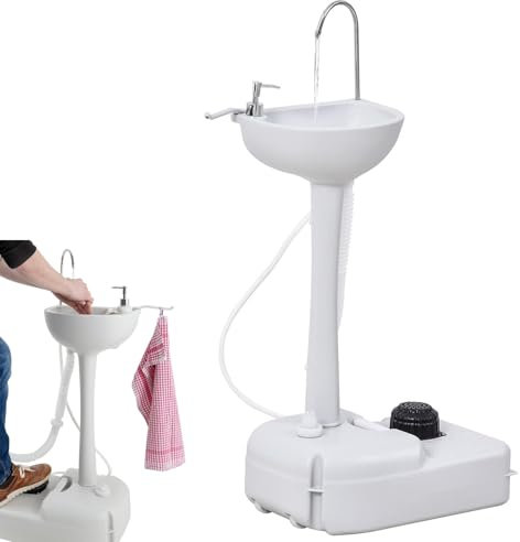 Naturalpowev Lavandino Portatile da Campeggio, capacità 17 Litri, con Ruote, portasciugamani e Dispenser di Sapone, per Eventi all'aperto, raduni, luoghi di Lavoro,Washbasinonly