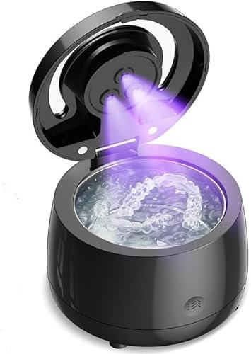 43kHz Ultrasonic Cleaner Machine,Ultrasonic Denture Cleaner Machine One-Touch Operation, 3-Minute Deep Clean Ultrasonic Cleaner for Dentures, Retainers, Mouth Guards