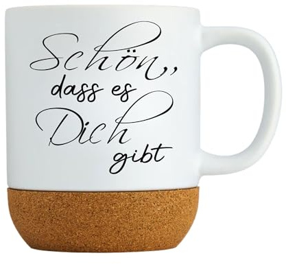 Druckerino Tasse Schön, dass es dich gibt | Tasse mit Deckel | Geschenk für Frauen, Freundin, Mama, Kollegin als Dankeschön - Geschenkidee Schön dass es dich gibt Geschenke