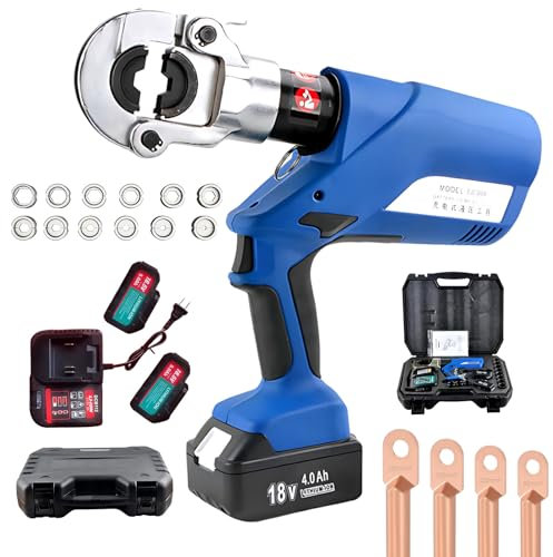 Pince à sertir hydraulique électrique 18 V pour cosses cuivre/aluminium de 16 à 400 mm², rotation à 360°, avec 12 matrices.,EZ-300