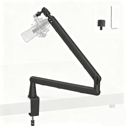 uyoyous Mikrofon Arm Verstellbarer 360° Aluminium Mikrofonständer für 3/8 5/8 Adapte Mikrofon Halterung 2 in 1 Multifunktions Mikrofon Tischständer bis zu 2KG für Gaming Podcasting, Radio, Studio