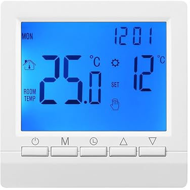 Walmeck Thermostats Intelligents pour la Maison, Thermostat de Chaudière à Gaz Numérique Intelligent, Contrôleur de Soupape de Radiateur Programmable D'économie D'énergie avec (Rétro-éclairé #BL)