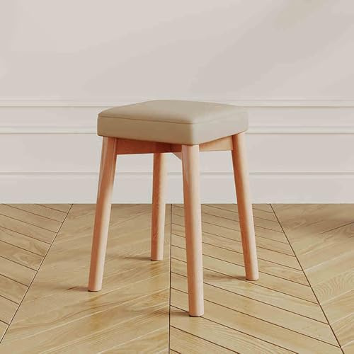 Stapelhocker – Tragbare rückenfreie Holzstühle mit gepolstertem Sitz und rutschfestem Boden, stapelbares Design für Zuhause, Büro, Schule und Küche