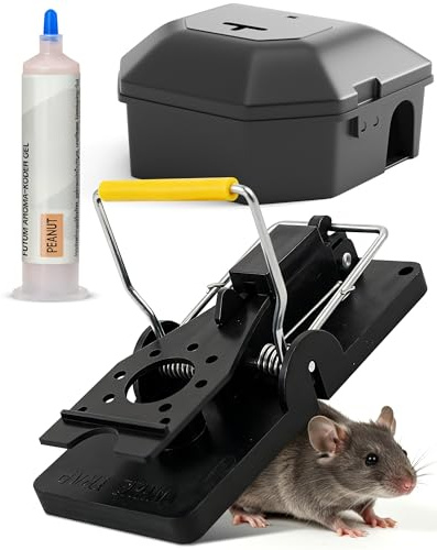FUTUM Mausefalle Set gegen Nager - Mäusefalle inkl. Köderbox & Erdnuss Köder – Schutz für Haustiere bei Mäusebekämpfung - Mausefalle Schlagfalle für effektive Nagetierbekämpfung - ohne Rattengift