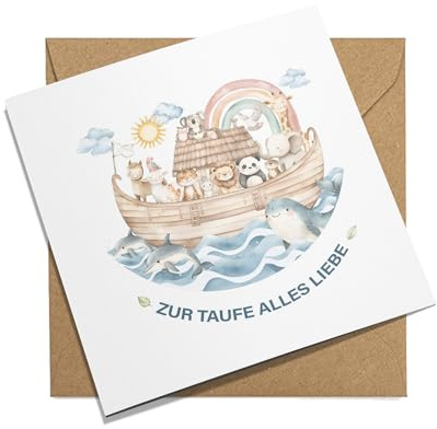 Hochwertige Karte zur Taufe für Jungen und Mädchen mit Umschlag, A6 Klappkarte Taufkarte mit Spruch, Glückwunschkarten | Taufgeschenke für Mädchen | (KT_0165)