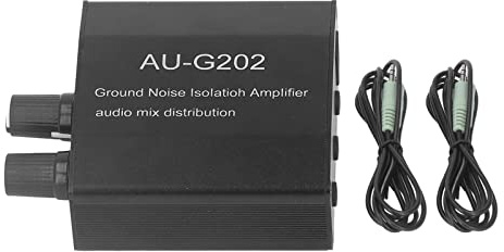 Stereo Audio Preamplifier | 2 In 2 Out Audio Mixer & Splitter with Cables | DC 12V for Home Speakers/Subwoofers/Gaming