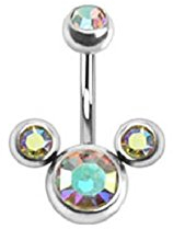 beyoutifulthings Bauch-nabelpiercing 3 Blasen Stab 1,6mm 10mm Nabel-Piercing Edelstahl Chirurgenstahl Bananabell Zirkonia Regenbogen