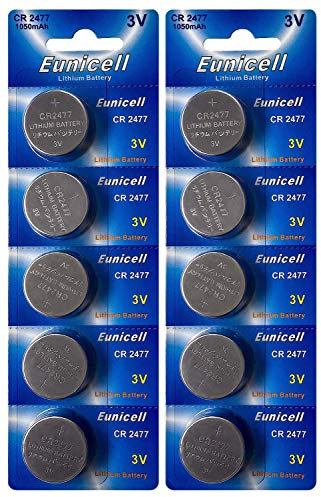 10 x CR2477 3V Lithium Knopfzelle 1050 mAh (2 Blistercard a 5 Batterien) EINWEG Eunicell