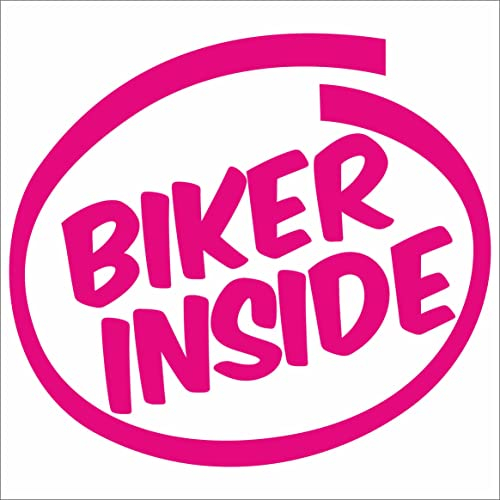 JINTORA - Autoaufkleber Tuning - Auto Aufkleber - Biker Inside - 109x99 mm - Auto Sticker Bus Fenster Heckscheibe Camper wetterfest Outdoor Sticker Auto Deko LKW Tuning Selbstklebend - pink