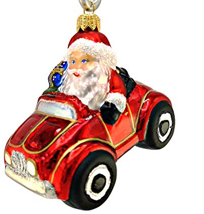 Hanco Weihnachtsmann im Auto Design 2630.01 - Christbaumschmuck aus Glas