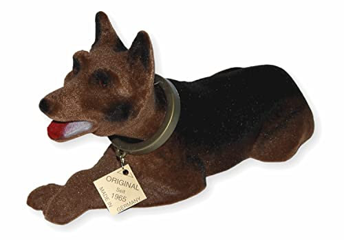 RAKSO Wackel Figur Hund Schäferhund Wackelfigur H 10 cm klein Dekofigur mit Wackelkopf
