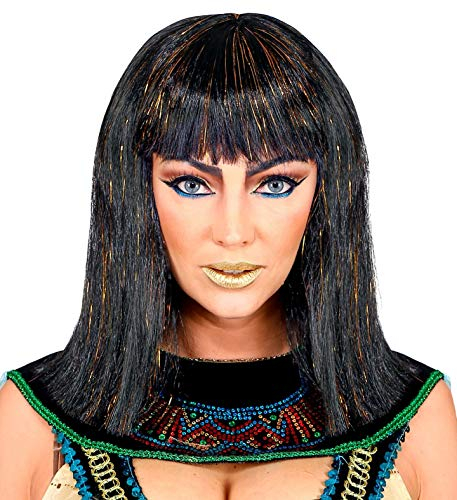 Widmann 00625 - Perücke Cleopatra, schwarz, mit Lametta, Karneval, Mottoparty