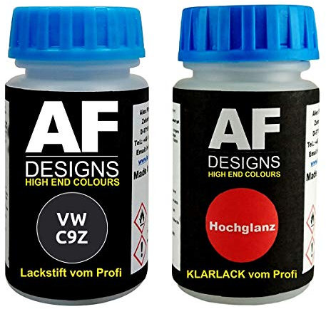Lackstift für VW/Volkswagen C9Z Black Magic Pearl + Klarlack je 50ml Autolack Set