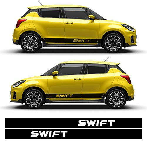 Auto-Dress® Seiten-Streifen Aufkleber Set/Dekor passend für Suzuki Swift in Wunschfarbe (111M Black Matt)