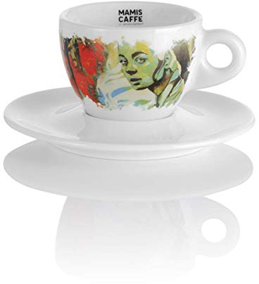 Mamis Caffè Gaia Cappuccino Taza de porcelana blanca con motivo 180 ml