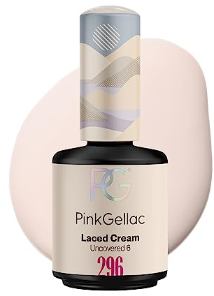 Pink Gellac UV Gel Nagellack - 296 Laced Cream 15 ml - Lang Anhaltend Shellac Nagellack Weiß - Gel UV für 14 Tage Nägel in Salonqualität - Made in Holland