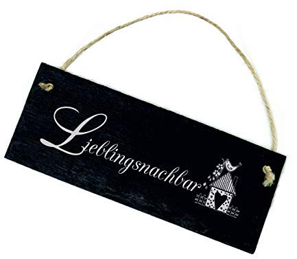 Schiefertafel Lieblingsnachbar - Schild Garten Haus Nachbarn - 22 x 8 cm | Dekolando