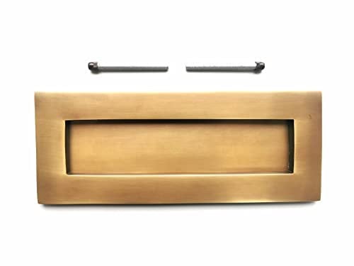 Solid Brass Victorian Letterbox Finished in Antique Satin Brass Letter Plate (10''x3'') High Quality Excellent Finish