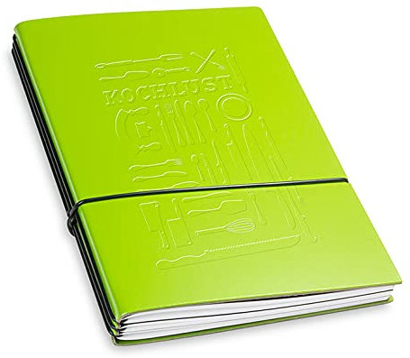 X17-Mein Rezeptebuch, Kochbuch, A5, Ringebuch, zum Selberschreiben, eintragen, aus recyceltem Leder grün; die wahre Kochlust! Austauschbare Hefte! 100% Made in Germany
