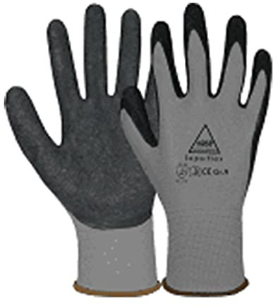 Hase 1/10 / 100 Paar Sicherheitshandschuhe Superflex Grau - Polyamid/Latex - der perfekte Handschuh für griffige Arbeiten im Innen- und Außenbereich geeignet (100, 6)