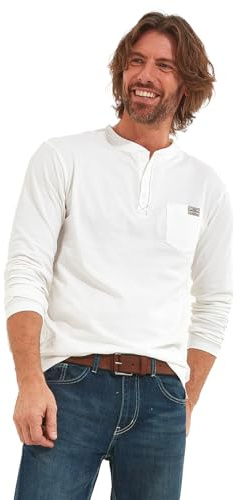 Joe Browns Herren Schlichtes Henley-Top T-Shirt, weiß, XXL