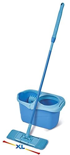 SPONTEX - Express System+ XL - Kit de Escoba Plana y Cubo Giratorio Giratorio - Cabezal XL - Esorado Optimal - 1 Kit