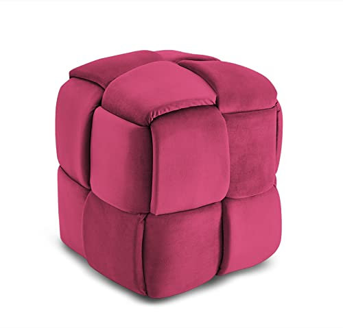 Vesgantti Sitzhocker, Ottomanischer Fußhoker aus Samt, Moderne Sitztruhe für Wohnzimmer, Schlafzimmer, Eingangsbereich, 43 x 43 x 46 cm, Max. Belastbarkeit 140 kg, KIVIK Serie