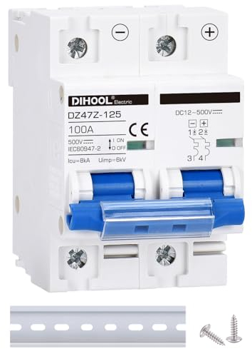 DC Schalter 500VDC Solar PV Leistungsschalter Photovoltaik Sicherungsautomat (DC36V-500V,2 Pole100A)