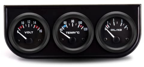 Viviance 52 mm Lünette Voltmeter Wasserthermometer Öldruckanzeige (Schwarz)