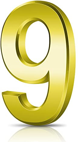 Vicloon Mailbox Numbers Self Adhesive, 3 Inches 3D Mailbox Numbers Waterproof, Door Numbers House Numbers Street Number Stickers for House Mailbox Apartment Hotel Courtyard Cafe Golden(9)