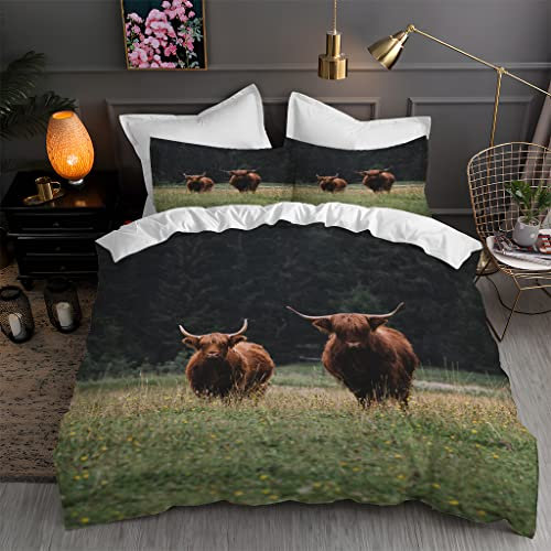 BettwäSche 200x220 GrüNer Yak Weiche Kuschelige Mikrofaser Bettwäsche-Sets,bettbezug 200 X 220 cm Und 2 Kissenbezug 80x80cm，mit Reissverschluss Design Modern Bettdeckenbezug