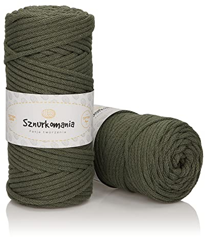 Sznurkomania, Baumwollkordel 5mm 100m, 46 Farben, Weiß Farbe, Makramee Garn, Baumwollgarn, geflochtene Baumwollkordel 5mm mit Kern, Makramee Kordel, Häkelkordel