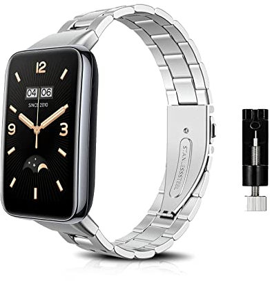 ToVioc Correa Compatible con Xiaomi Smart Band 7 Pro, Caballero Elegante, Correa de Reloj de Metal de Acero Inoxidable para Xiaomi Smart Band 7 Pro - Plata