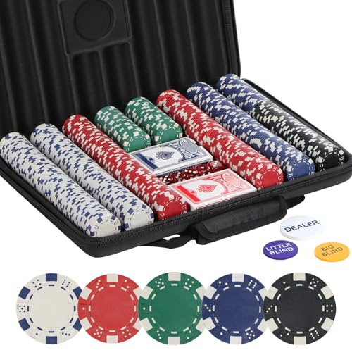 LUOBAO Pokerchips-Set, 500 Stück Pokerchips für Texas Holdem, Blackjack, mit hochfestem Oxford-Tuch Handtasche