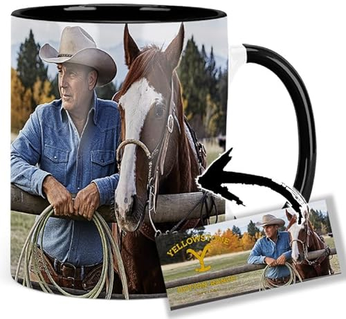 Yellowstone Kevin Costner Taza Interior y Asa Negra Ceramica Mug
