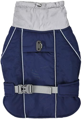 CalmGeek Hundejacke Winterweste Jacken, Hundemantel für kaltes Wetter, Warme Hundejacke, Reflektierender Hundemantel Wasserdicht Winddicht Wendbar Hundeweste(Blau-M)