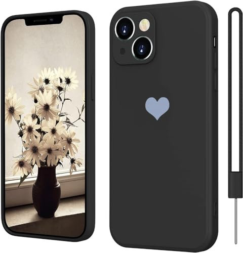 WELUSOPU IPhone 13 mini case 5.4 inch silicone protective case with heart shape, Protective Case iPhone 13 mini 5.4 inch ultra-thin suitable for protective shell Phone Case for iPhone 13 mini black