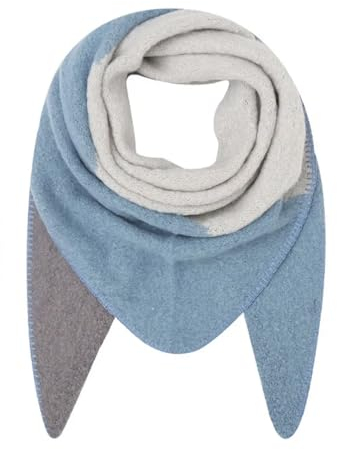 FASHION YOU WANT XXL Schal flauschig schal-tuch damen dicker dreieckstuch groß Wolle 3 FARBIG Farben kuschelig (grau/jeansblau)