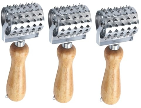 OUNONA Stainless Steel Meat Mallet Tenderiser Beefsteak Hammer Wooden Handle Easy Clean Dishwasher Safe Random Style