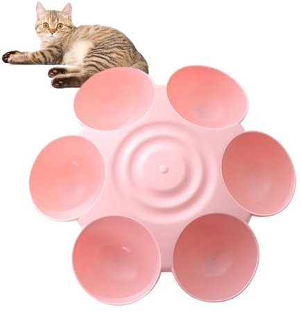 TARAKO Bol pour Animaux de Compagnie en Forme de Fleur, Bol pour Chat à Fleurs,Bol d'alimentation Multiple pour Chat avec 6 Bols pour Chat | Gamelle pour Animaux de Compagnie sûre et Durable en Forme