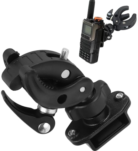 Beufee Motorrad-Walkie-Talkie-Halterung, Fahrrad-Funkgerät, Fahrradhalter, Verstellbare Handfunk-Klemme Für Zwei-Wege-Radio, Schwarz