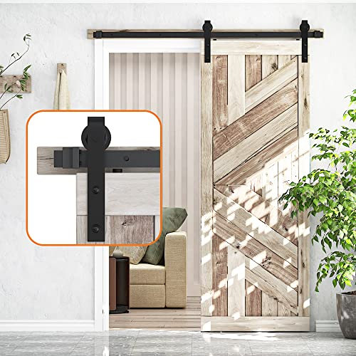 SKYSEN 150cm Schiebetür Komplettset J-Typ Schiebetürbeschlag für Schiebetürsystem mit Bodenführung, Langlebige Schiebetür Schiene Perfekt Raumspart Raumtrenner für Innentüren, Holztür