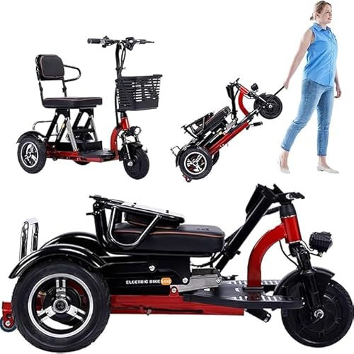 BAOSHIDAER Foldable Lightweight 3-Wheel Mobility Scooter - Up to 45km Battery Life - Comfortable Seat - Ideal for Elderly & Disabled