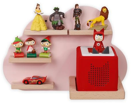 LAUBLUST Tonie Regal Magnetisch - Kompatibel mit Toniebox & Tonie Hörfiguren Aufbewahrung - Wolke, Rosa | Toniebox Regal für Mädchen & Jungen - Wandregal Kinderzimmer - Zubehör für Toniebox Starterset
