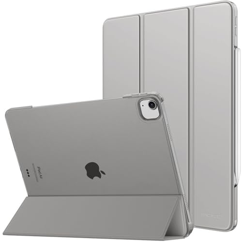 MoKo Funda para iPad Air 13 Pulgadas M2 2024/ iPad Pro 12,9 (6ª/5ª Gen 2022/2021), Funda Inteligente Delgada Translúcida Esmerilada Duro PC, Soporta Touch ID y Lápiz Pro/2ª/USB-C, Gris Claro