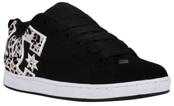DC Shoes Court Graffik Damen Sneaker, Black White Print, 42.5 EU