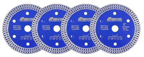 SHDIATOOL Fliesen Diamanttrennscheibe 75mm Trennscheibe für Fliesen Porzellan Keramik Marmor Granit Bohrung 10mm auf Winkelschleifer(4er-Pack)