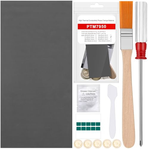 Nuanchu GPU Thermal Pad Ptm7950 Phasenwechsel Thermal Pad 8,5 Watt pro Meter pro Kelvin leitfähiges Silikonfett CPU-Paste für Laptop, Spielmaschine (40 x 80 x 0,2 mm)