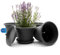 BigDean 4 Stück Blumentopf mit Untersetzer rund ø 25 cm Anthrazit – wetterfester Pflanzkübel Made in Europe