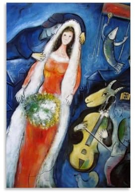 YYUEQIL Marc Chagall Prints Poster Die Braut, Kunstdruck, Leinwand, Gemälde, Dekor, Wanddruck, Foto, Zuhause, moderne Dekoration, ungerahmt, 30 x 45 cm